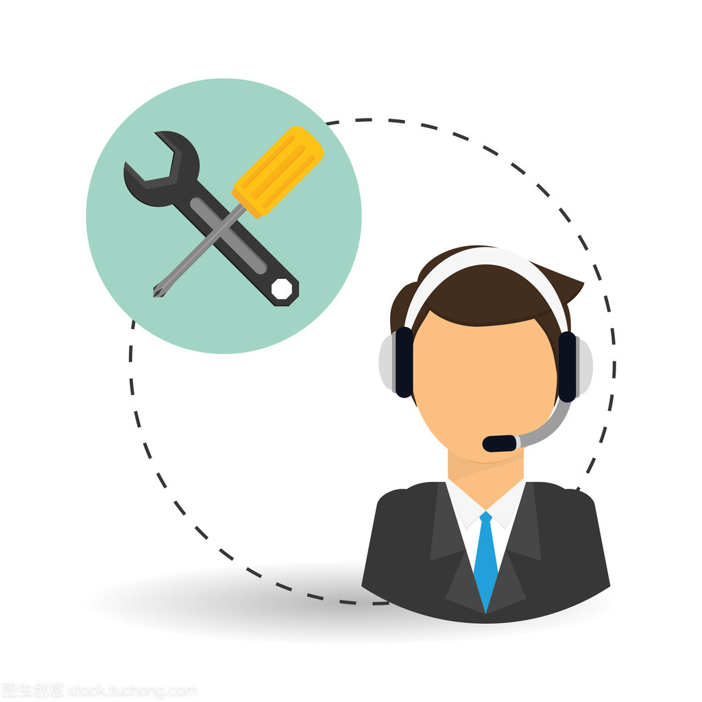 技術服務。電話中心圖標。支持概念